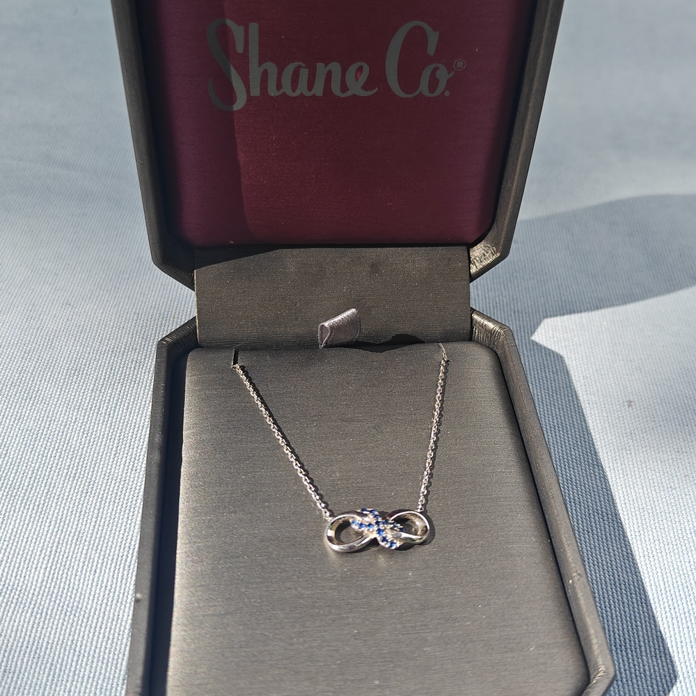Sapphire Knot Infinity Necklace in Sterling Silver